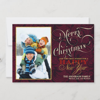 god jul - Flat fotokort - Cranberry Red Julkort