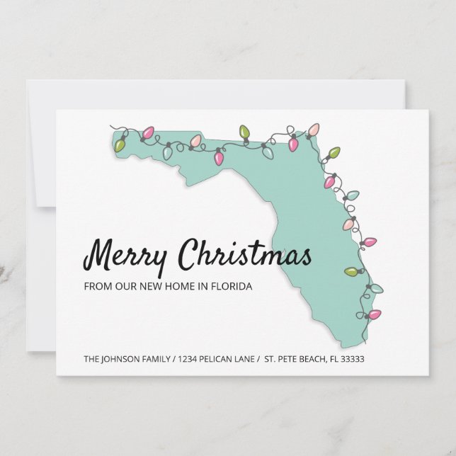 God jul Florida Karta New Home Meddelande (Framsida)