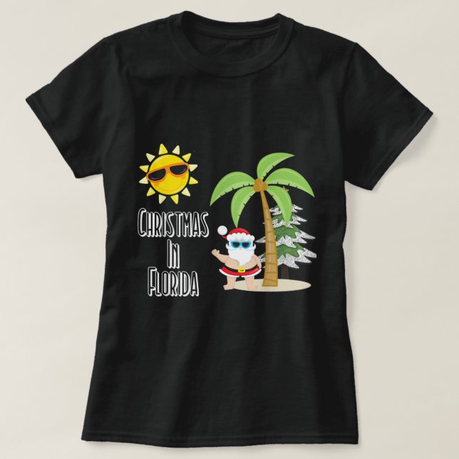 God jul Florida Stil Santa Summer Beach T Shirt (Design framsida)