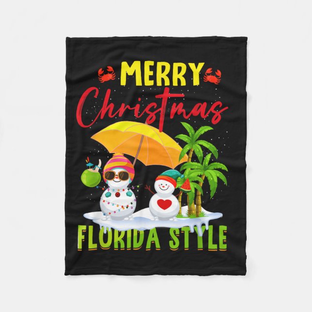 God Jul Florida Stil Snömannen Sommar Fleecefilt (Framsidan)