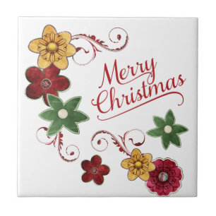 God jul Flower Swirl Kakelplatta