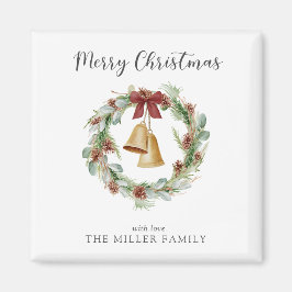 God jul Foliage Utandning med Golden Klockor Magnet