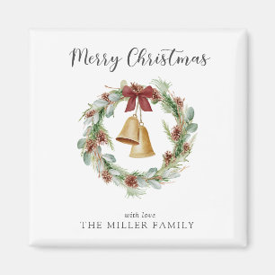 God jul Foliage Utandning med Golden Klockor Magnet