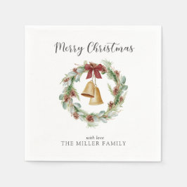 God jul Foliage Utandning med Golden Klockor Pappersservett