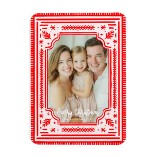 God jul Folk Red Skandinavian Design Magnet