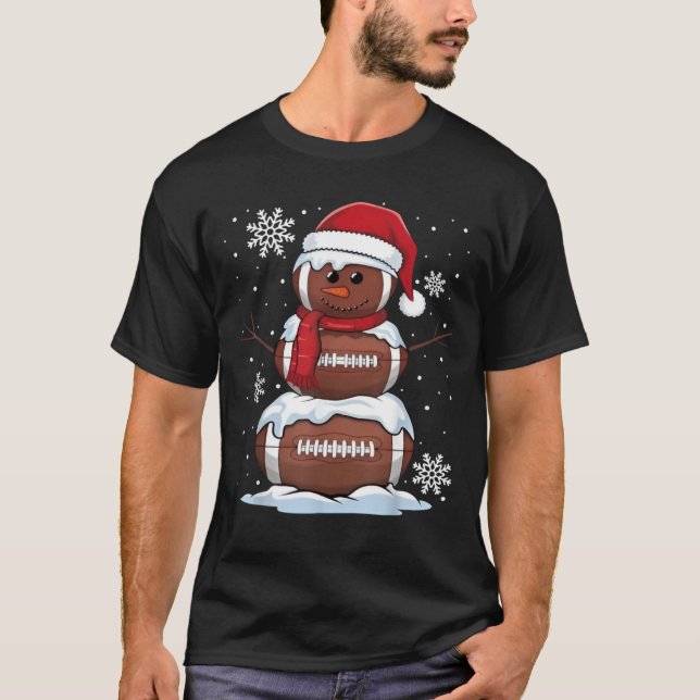 God jul Football Snögubbe Helgdag Sports Xm T Shirt (Framsida)