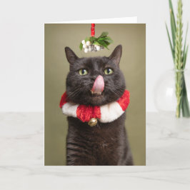 God Jul För Alla Katt Under Misteltoe med Helgkort