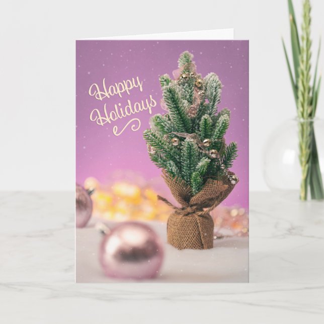 God Jul för alla Liten träd på lavendel  Helgkort (Framsida)