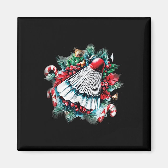 God jul för Badminton Älskare, jul Magnet (Framsidan)