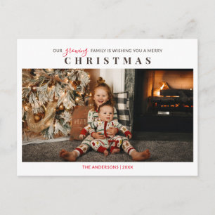 God jul för barnfoto för växande familjer vykort