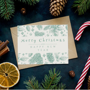 God jul för Blommigt av unika Gröntar Julkort