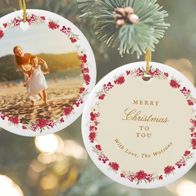 god jul för botaniskt krandfoto till dig julgransprydnad keramik (Skapare uppladdad)