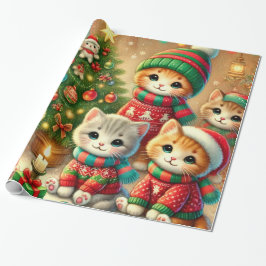 God jul för Cute Little Kattunge Samling Presentpapper