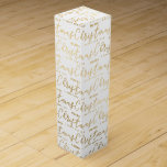 God jul för elegant Vit och Guld Presentask För Vinflaska<br><div class="desc">Textdesign för elegant Vit och Guld God jul</div>