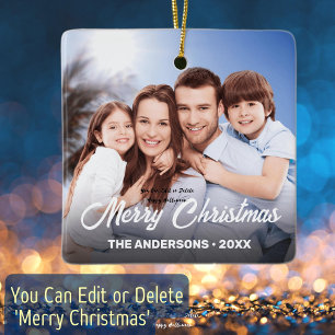 God jul för Eleganten Family Photo Namn  Julgransprydnad Keramik