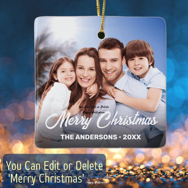 God jul för Eleganten Family Photo Namn  Julgransprydnad Keramik (Skapare uppladdad)