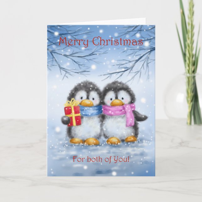 God jul för er båda, Penguin Couple Kort (Framsida)