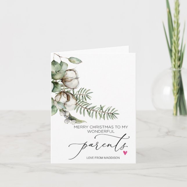 God jul för föräldrar från dotter kort (Framsida)
