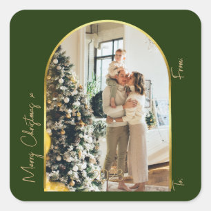 God jul för fotoutställning 1 Photo Arch Family Fyrkantigt Klistermärke