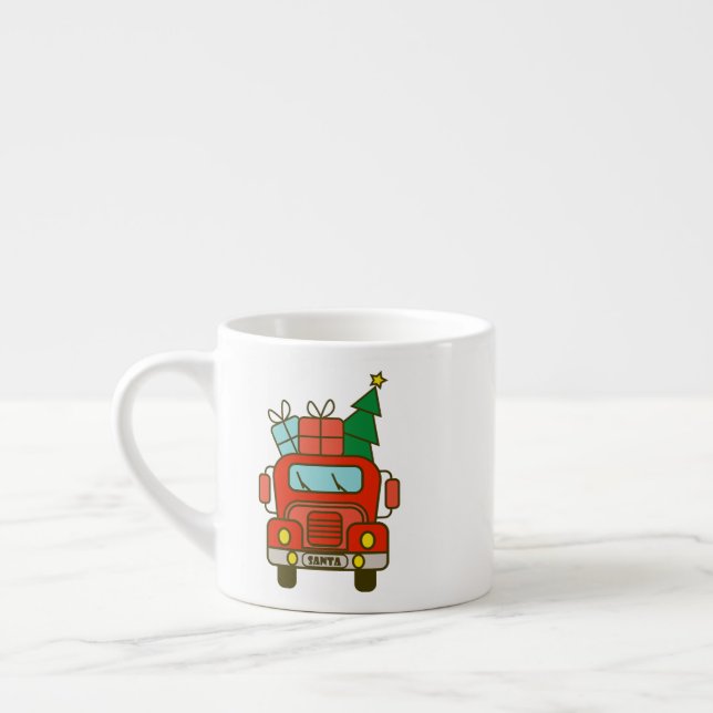 God jul för framsidan Santa lastbil Espressomugg (Vänster)