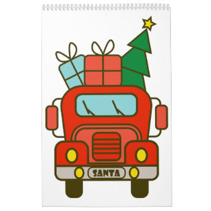 God jul för framsidan Santa lastbil Kalender