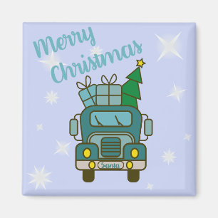 God jul för framsidan Santa lastbil Magnet