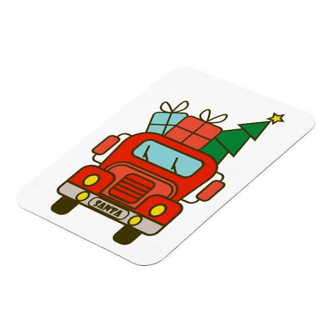 God jul för framsidan Santa lastbil Magnet (Vänstra Sidan)