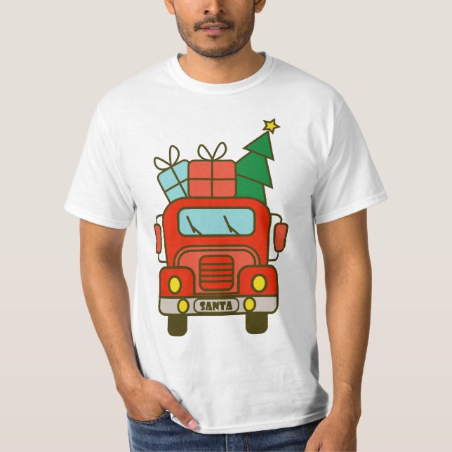 God jul för framsidan Santa lastbil T Shirt (Framsida)