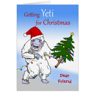 God jul för Friend, är du Yeti än? Hälsningskort