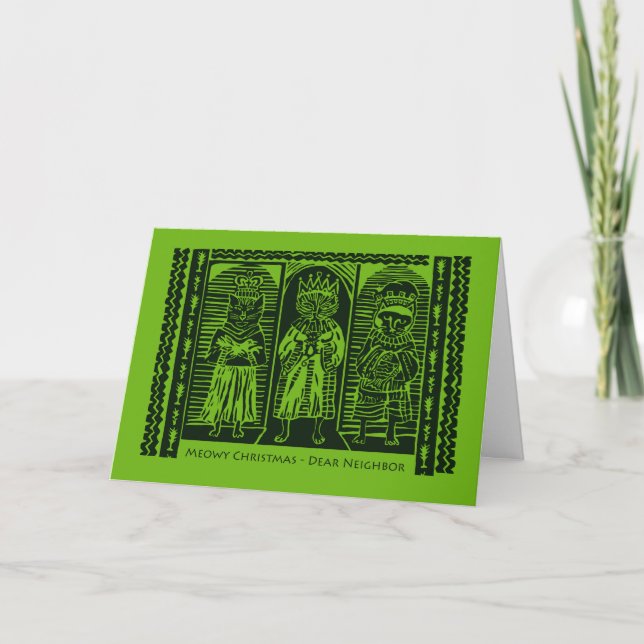 God jul för granne tre vita prickar kort (Framsida)