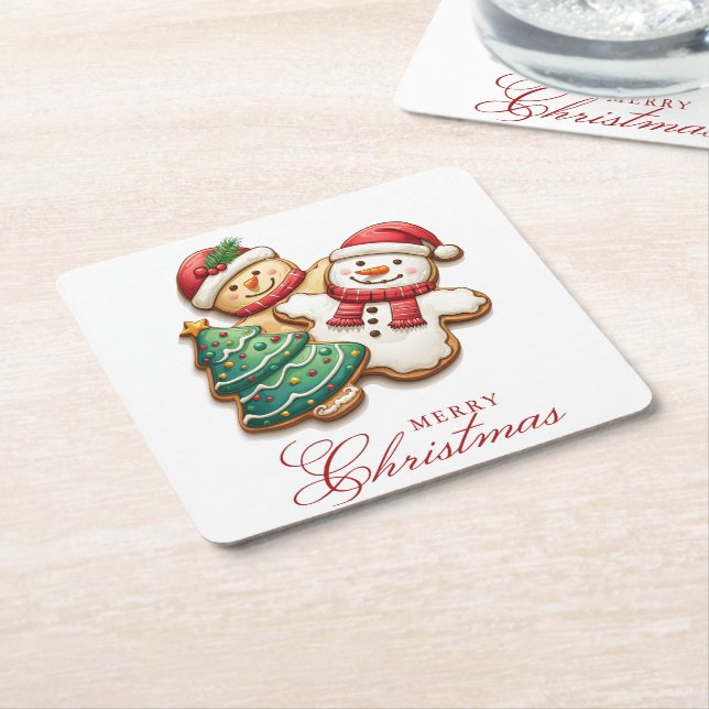 God jul för julkakor underlägg papper kvadrat (Vinklad)