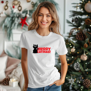 God jul för kattmammor rolig röd T-shirt