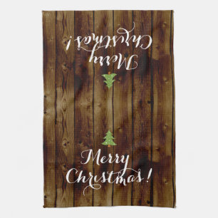 God jul för landvintageträ kökshandduk