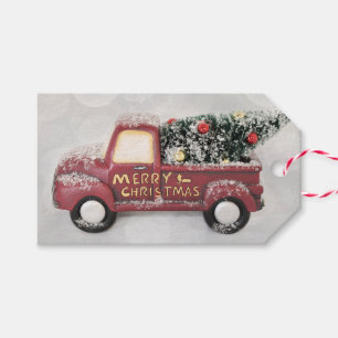 God jul för lastbil för fredkärlek- & glädjele presentetikett