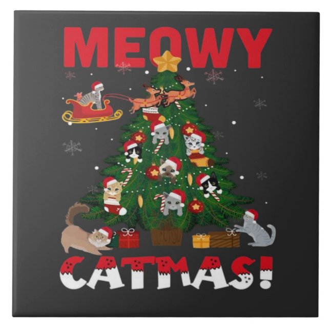 God Jul för Meow Kakelplatta (Framsidan)