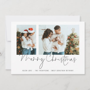 God jul för minimalistisk familjerättsfotoskript julkort