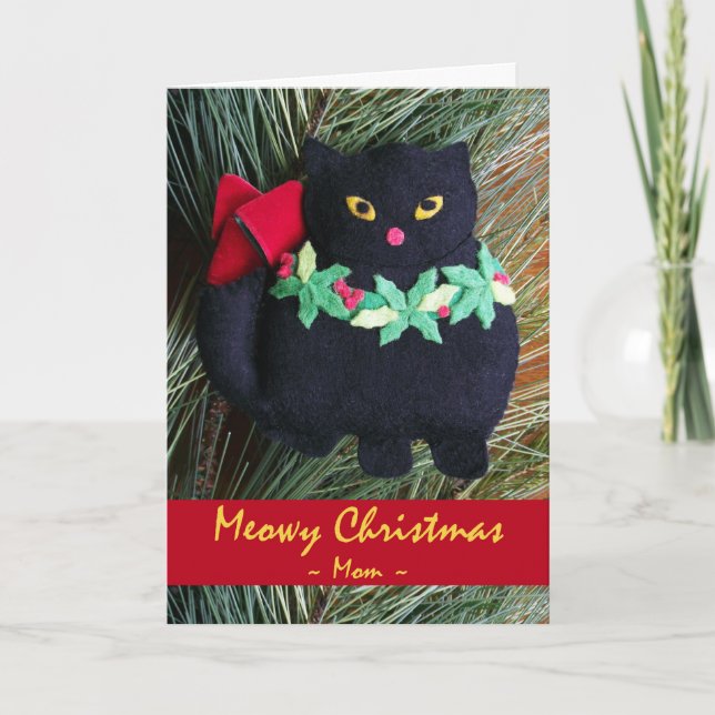 God jul för Mor Black Cat Ornament Helgkort (Framsida)