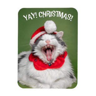 God jul för någon Lycklig Cat i Hat Magnet