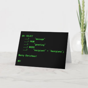 God jul för rolig databasQuery "! ", Helgkort