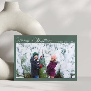 God jul för tre fotokollage-Grönt Julkort