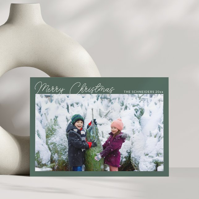 God jul för tre fotokollage-Grönt Julkort (Skapare uppladdad)