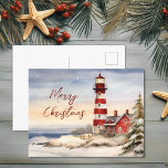 God jul för vackert Winter-fyr Helg Vykort<br><div class="desc">Vi firar säsongen med vårt "vackra Winter-fyr Scene God jul-vykort". Ett stillastående fyr i ett snöslandskap ger en aning frid åt dina helgdagar.  glädjen och skicka ditt varma önskemål med det här charmingskortet.</div>