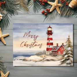 God jul för vackert Winter-fyr Helgkort