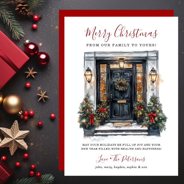 God jul för vattenfärgsframdörr julkort (Skapare uppladdad)