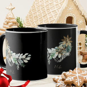 God jul för vattenfärgsskript i Modern Löv Mugg