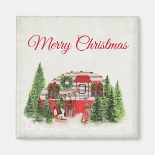 God jul-förångarCamper Rustic Scene Magnet