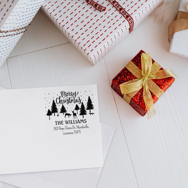 God jul Forest Animals, Hjort och Träd Stämpel (Skapare uppladdad)