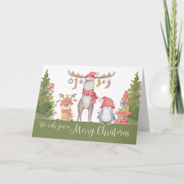 God jul Forest Animals Kort (Framsida)
