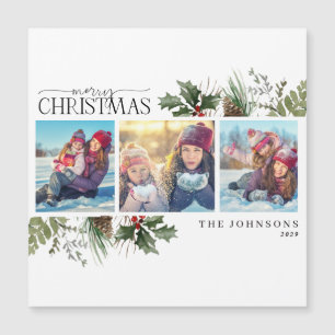 God jul Forest Berry Pinecone Photo Magnet