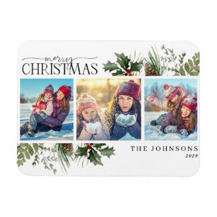 God jul Forest Berry Pinecone Photo Magnet